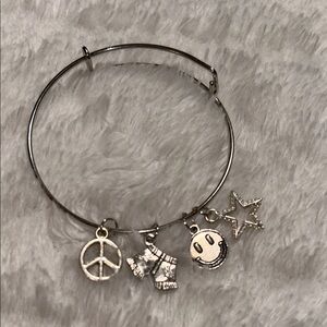 Silver Charm Bracelet with Peace and Star Charms